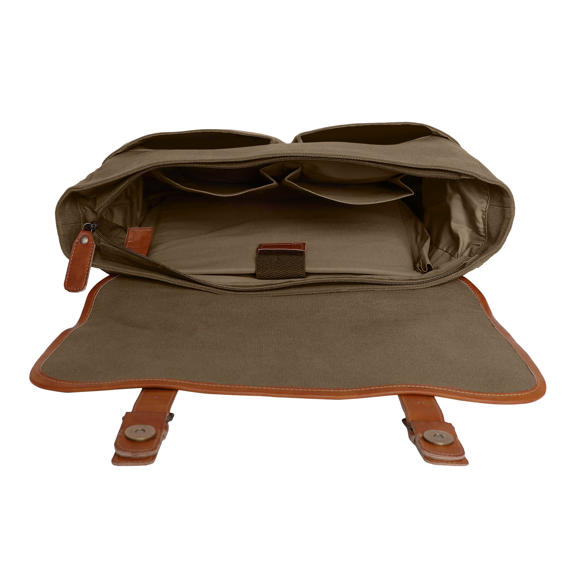 CANVAS LEATHER LAPTOP MESSENGER BAG (Green)