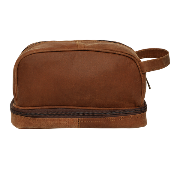 Genuine Leather Men Women Toiletry Makeup Bags (Brown)