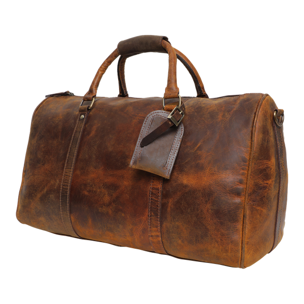 Handmade Genuine Leather Travel Duffel Bag (Brown)
