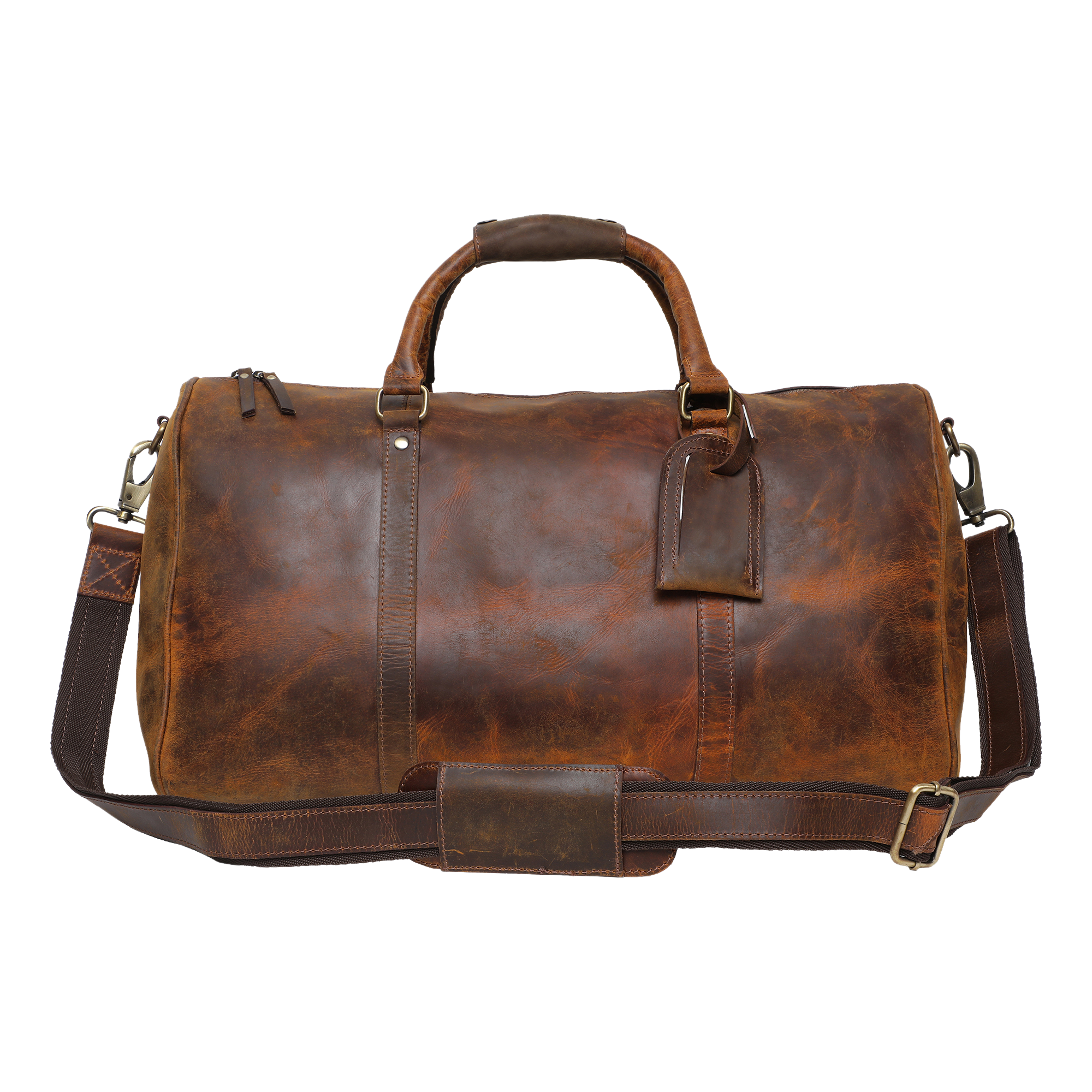 Handmade Genuine Leather Travel Duffel Bag (Brown)