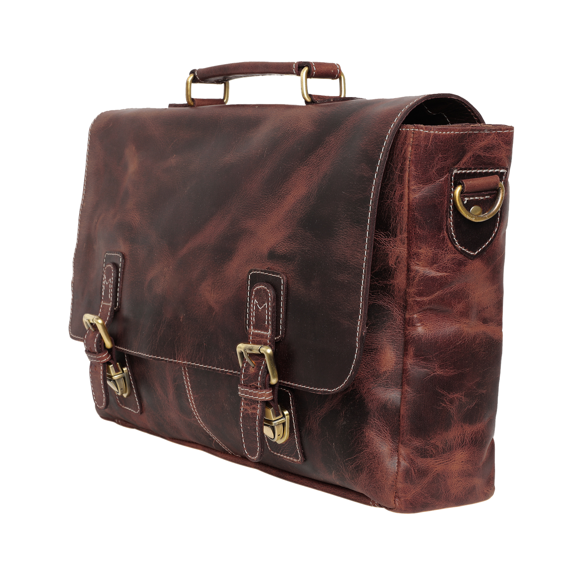 Handmade Genuine Leather Briefcase Bag (Mulberry)