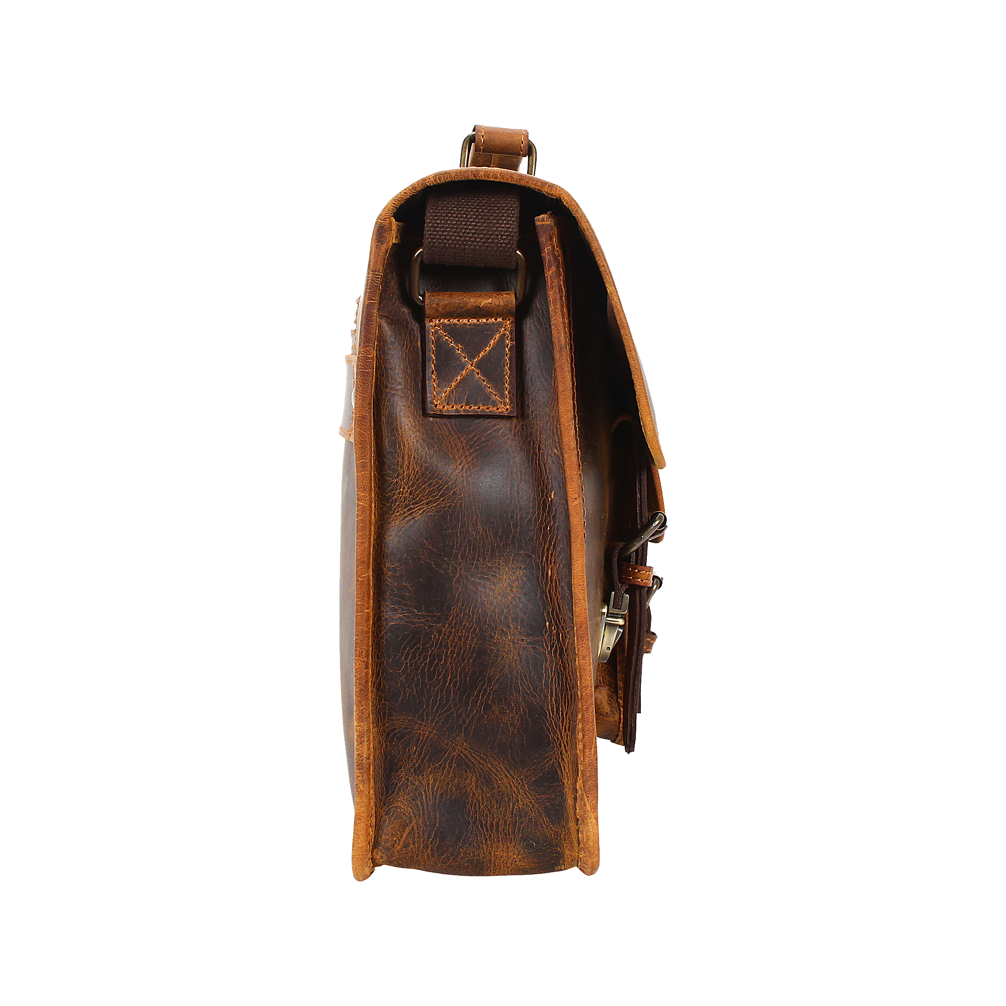 Handmade Genuine Leather Laptop Briefcase Messenger Bags (Brown)