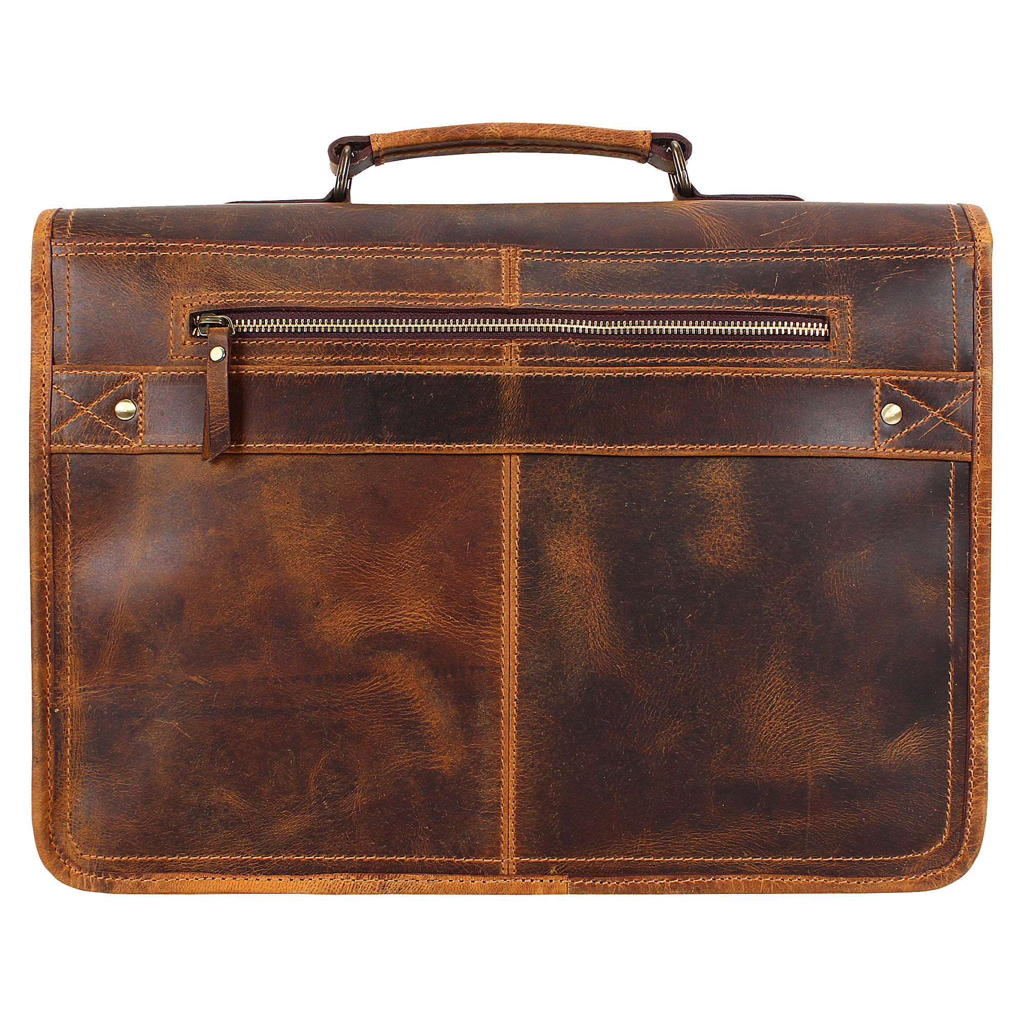 Handmade Genuine Leather Laptop Briefcase Messenger Bags (Brown)