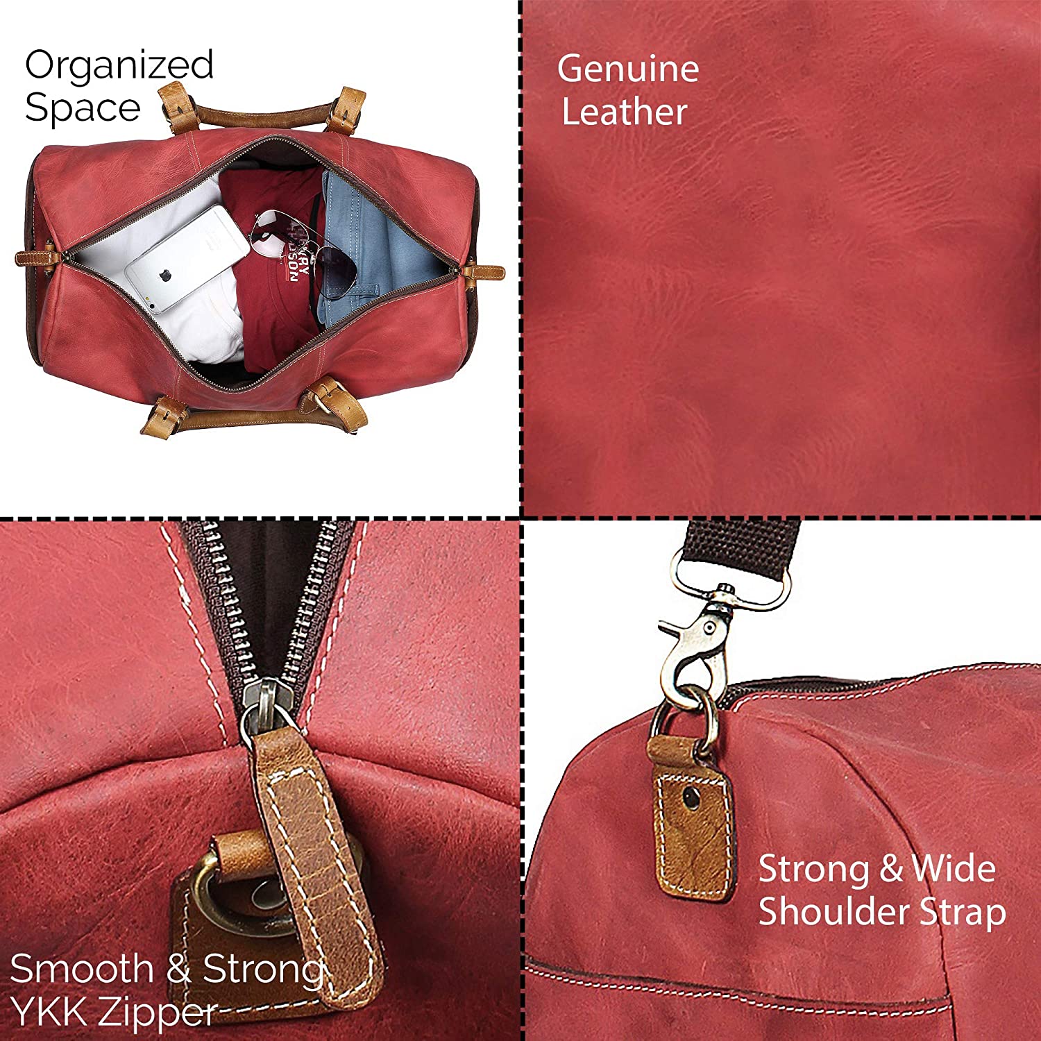 Handcrafted Genuine Leather Duffel Bags Travel Luggage Weekender Shoulder Bag Gym Tote