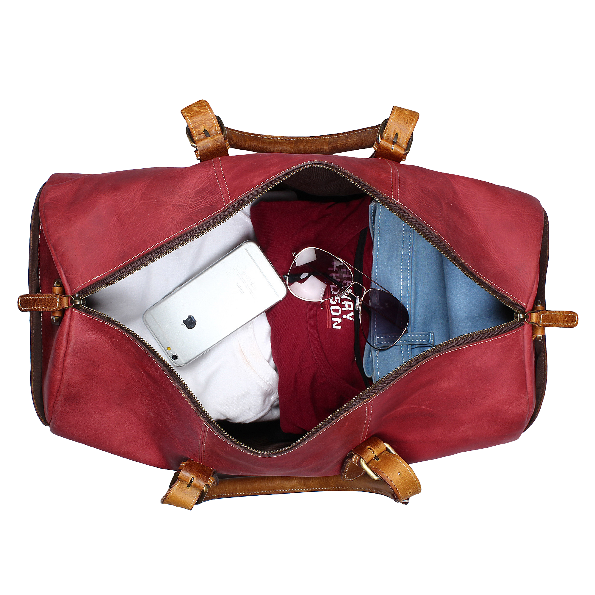 Handcrafted Genuine Leather Duffel Bags Travel Luggage Weekender Shoulder Bag Gym Tote