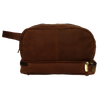 Genuine Leather Men Women Toiletry Makeup Bags (Dark Brown)
