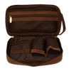 Genuine Leather Men Women Toiletry Makeup Bags (Dark Brown)