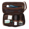 Genuine Leather Men Women Toiletry Makeup Bags (Dark Brown)