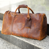 Handmade Genuine Leather Travel Duffel Bag (Brown)