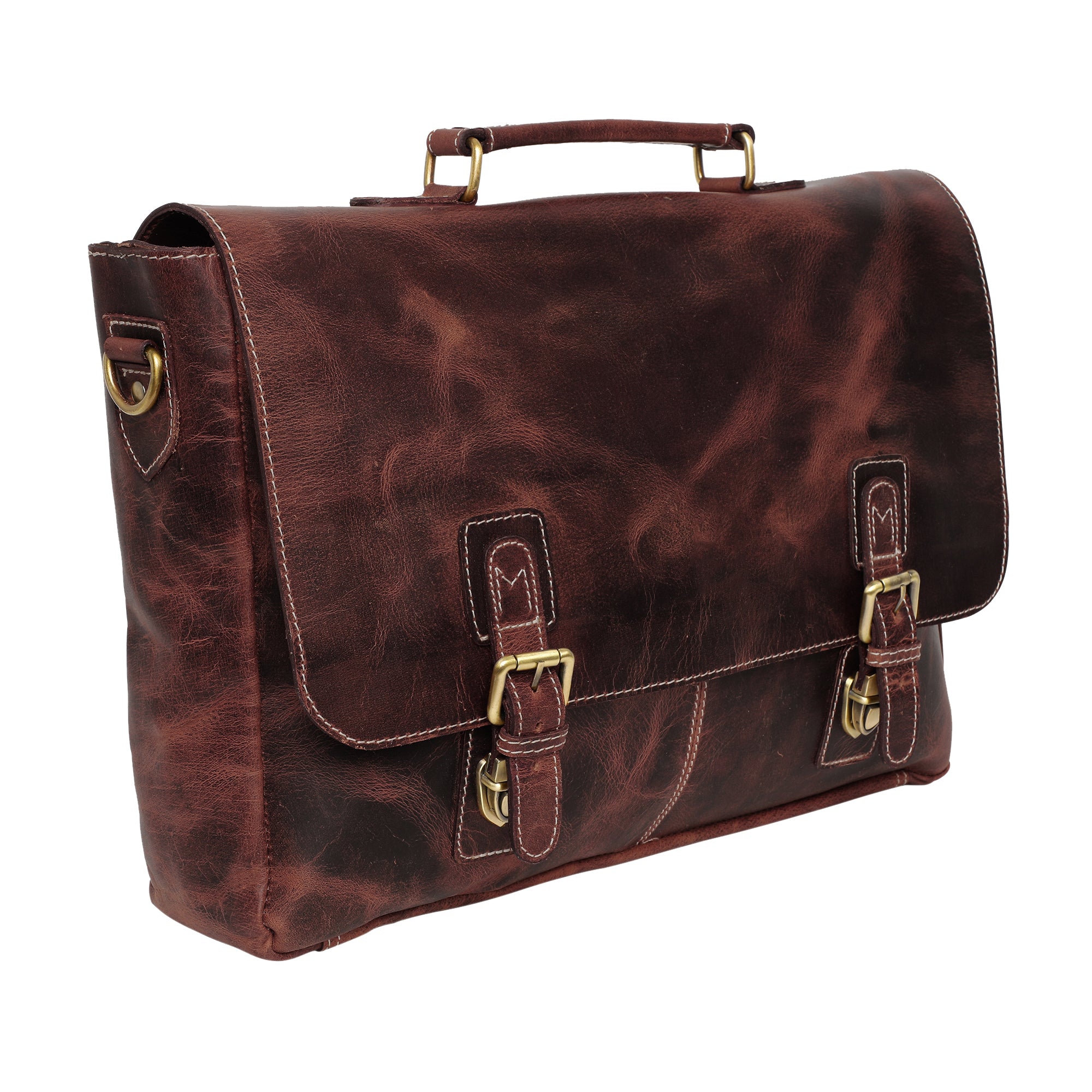 Handmade Genuine Leather Briefcase Bag (Mulberry)