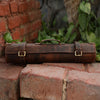 Handmade Genuine Leather Knife Roll for Men Women (Brown)