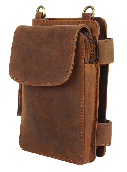 Handmade Genuine Leather Zippered Crossbody Wallet Pouch ~ Gift for Women