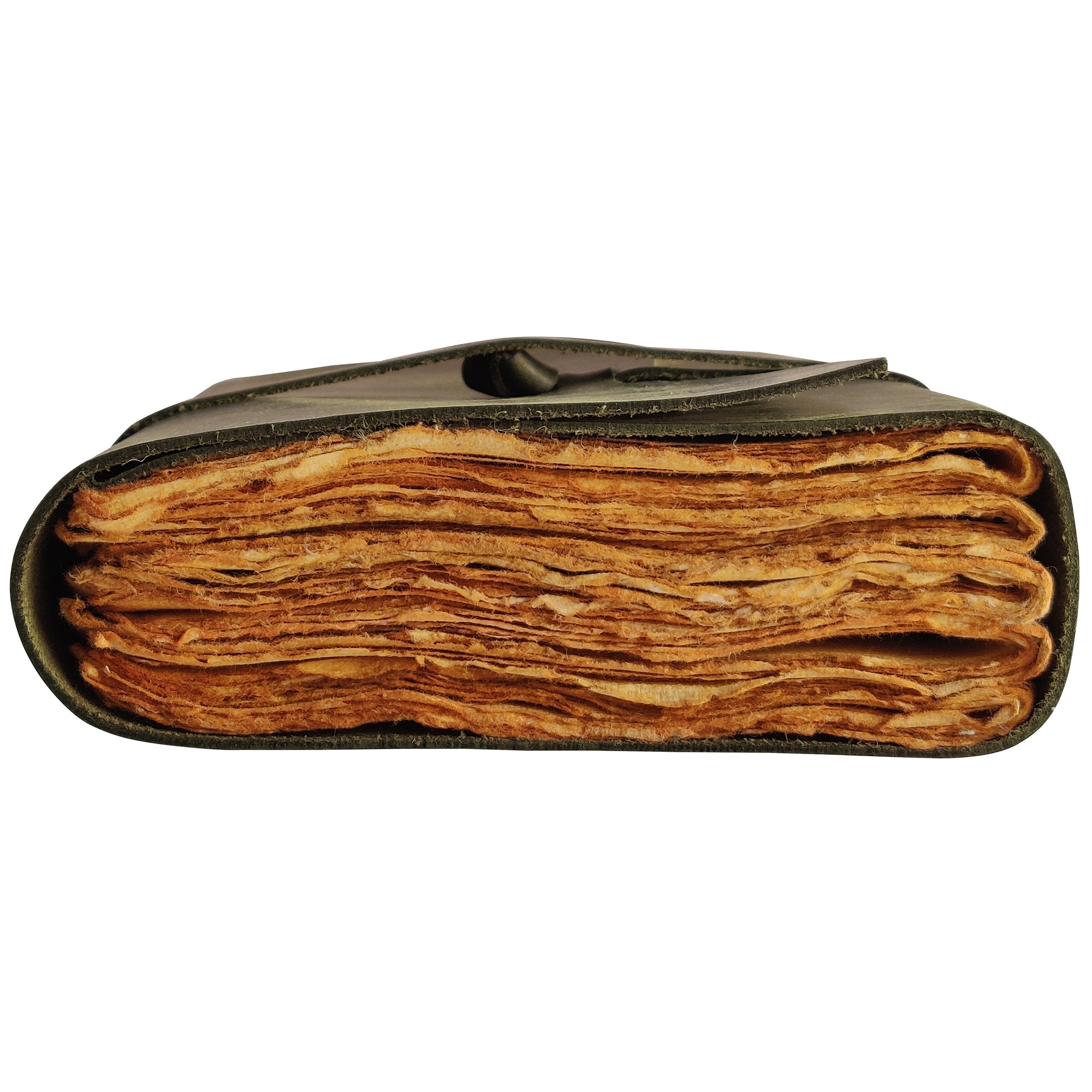 LEATHER BOUND JOURNAL WITH ANTIQUE DECKLE EDGE PAPER FOR MEN WOMEN (Olive)