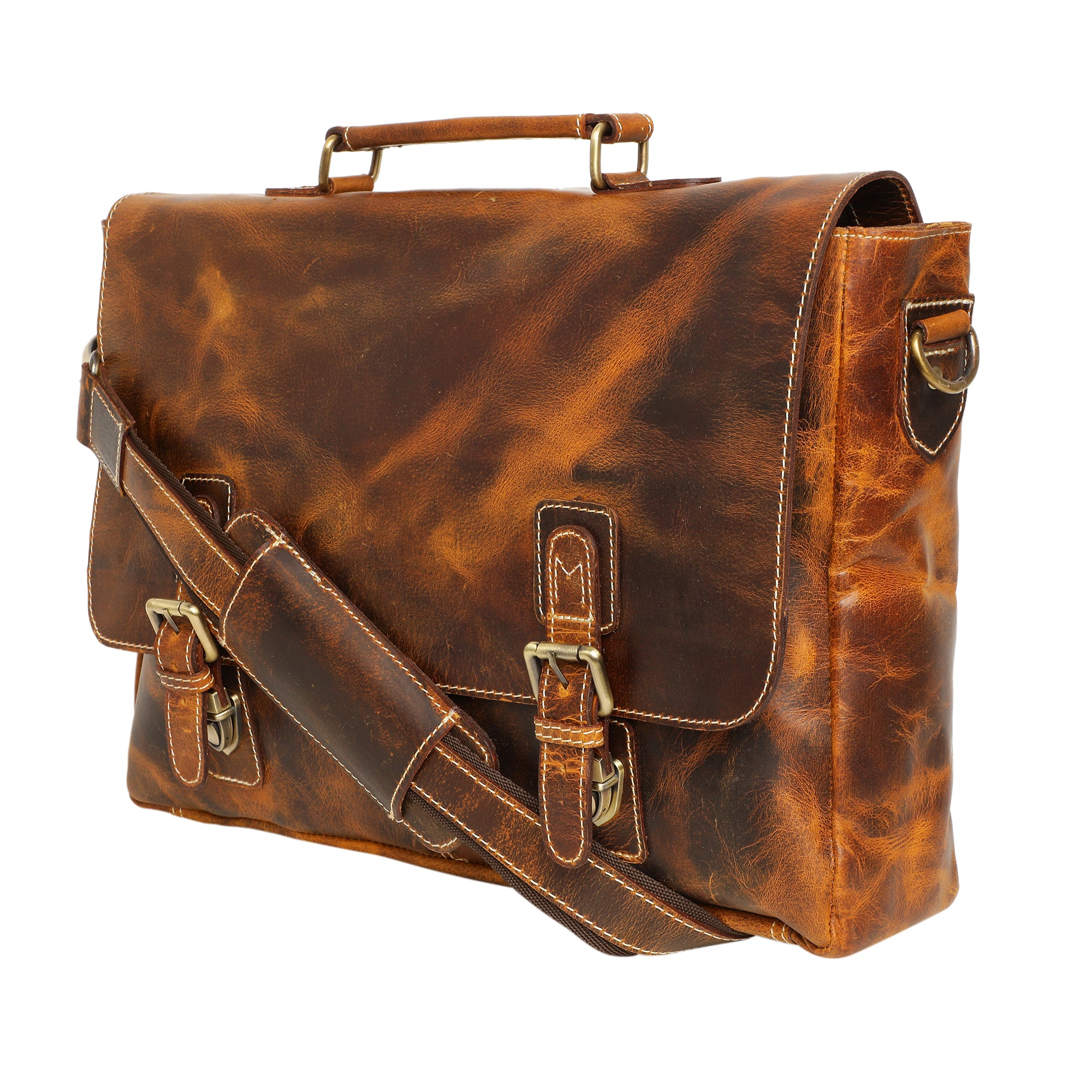 Handmade Genuine Leather Briefcase Bag (Brown)