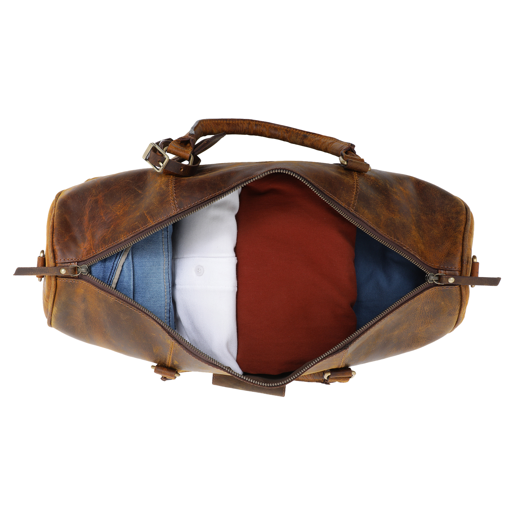 Handmade Genuine Leather Travel Duffel Bag (Brown)