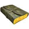 LEATHER BOUND JOURNAL WITH ANTIQUE DECKLE EDGE PAPER FOR MEN WOMEN (Olive)