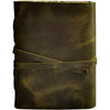 LEATHER BOUND JOURNAL WITH ANTIQUE DECKLE EDGE PAPER FOR MEN WOMEN (Olive)