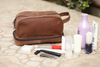 Genuine Leather Men Women Toiletry Makeup Bags (Brown)