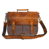 Handmade Leather Canvas Briefcase Bag (Dark Grey)