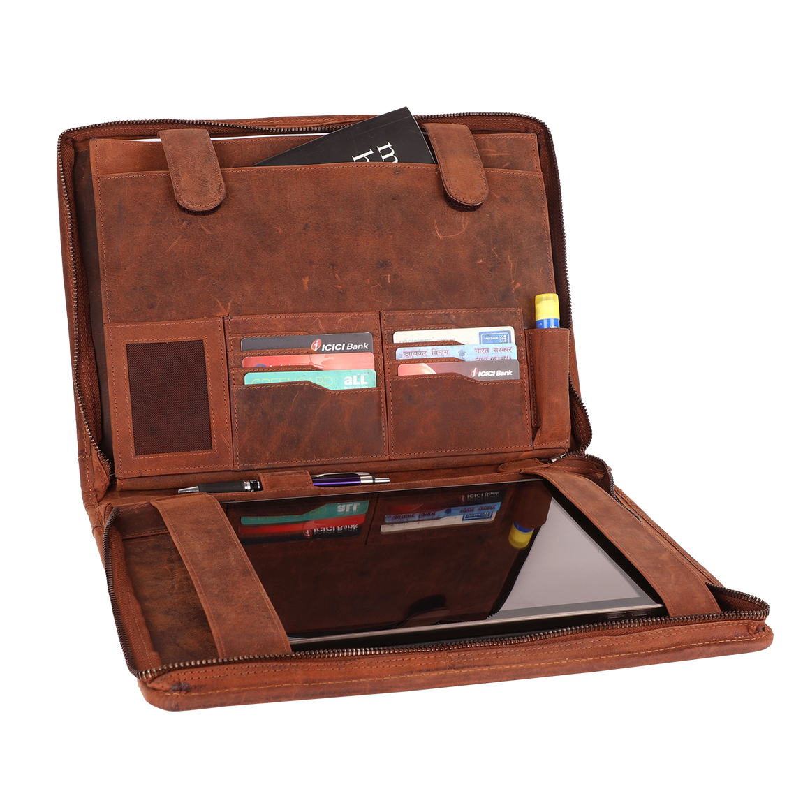 Premium Quality Genuine Leather Portfolios (Brown)