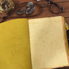 Leather Bound Journal - A5 Handmade Antique Deckle Edge Paper, Rustic Yellow