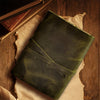 Leather Bound Journal - A5 Handmade Antique Deckle Edge Paper, Olive