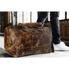 Weekender Genuine Leather Duffel Bag with Shoe Compartment Overnight Carry-on