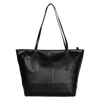 Women's Genuine Leather Designer Handbag Ladies Purse Tote Travel Bag (Jet Black)