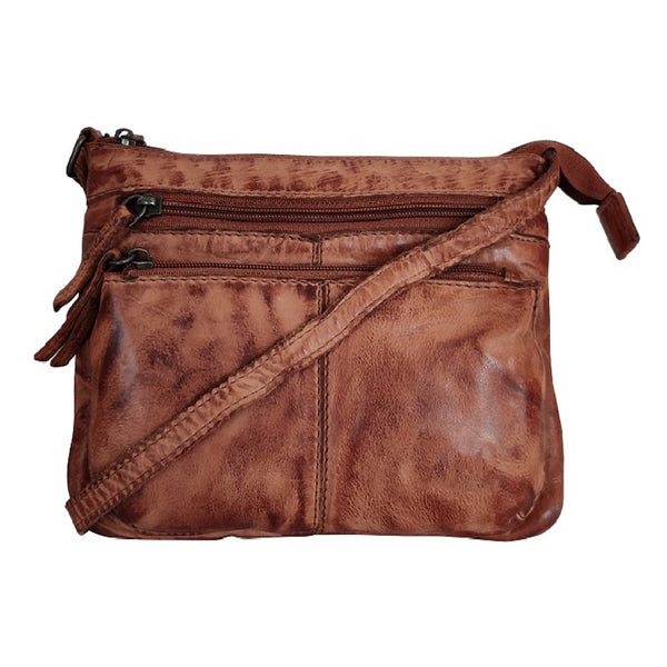 Leather Crossbody Handbag for Women, Cognac