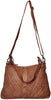 Leather Hand-Woven Tote Shoulder Bag for Women, Cognac