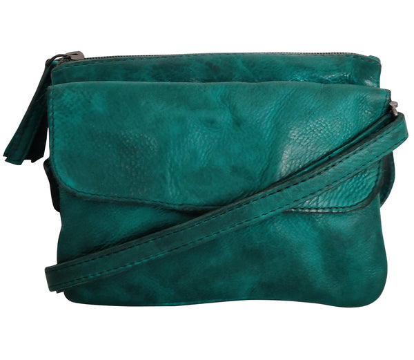 Leather Sling Bag Wristlet Clutch for Women, Green