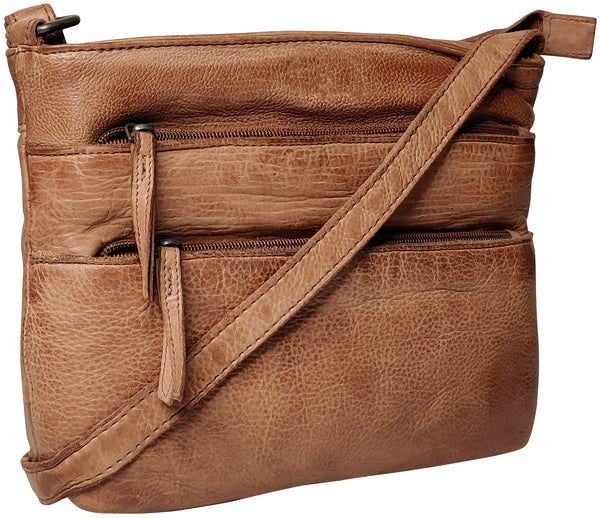 Leather Crossbody Bag for Women, Cognac