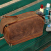 Handcrafted Genuine Leather Toiletry Bags for Him Her (Brown)