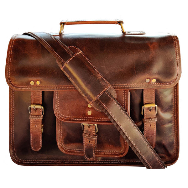 Handmade Genuine Leather Briefcase Bag (Mulberry)