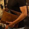 Executive Genuine Leather Zipper Portfolio Padfolios (Brown)