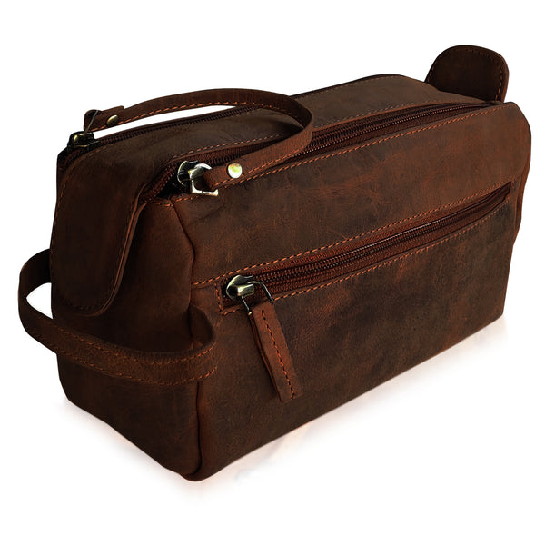 Handmade Genuine Leather Toiletry Bags (Dark Brown)