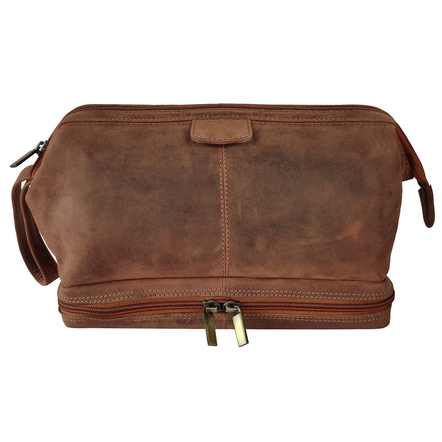 Tan Leather Make-Up Toiletry Bag | Personalized Small Cosmetics Bag – MAHI  Leather