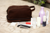 Genuine Leather Men Women Toiletry Makeup Bags (Dark Brown)