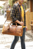Handmade Genuine Leather Travel Duffel Bag (Brown)