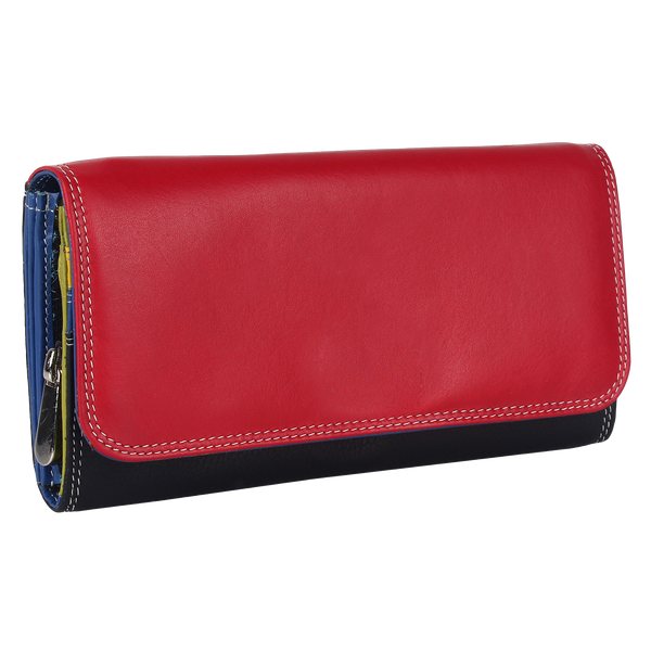 RFID Blocking Leather Bifold Zippered Clutch Wallet Women