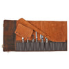 Handmade Genuine Leather Knife Roll for Men Women (Brown)