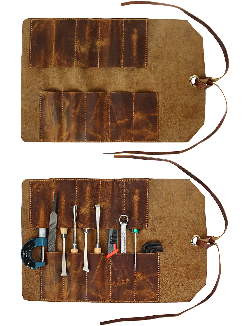 Genuine Leather Tool Roll Up Pouch- Handcrafted Tool Kit (10 Slots) -  PNRCRAFTS