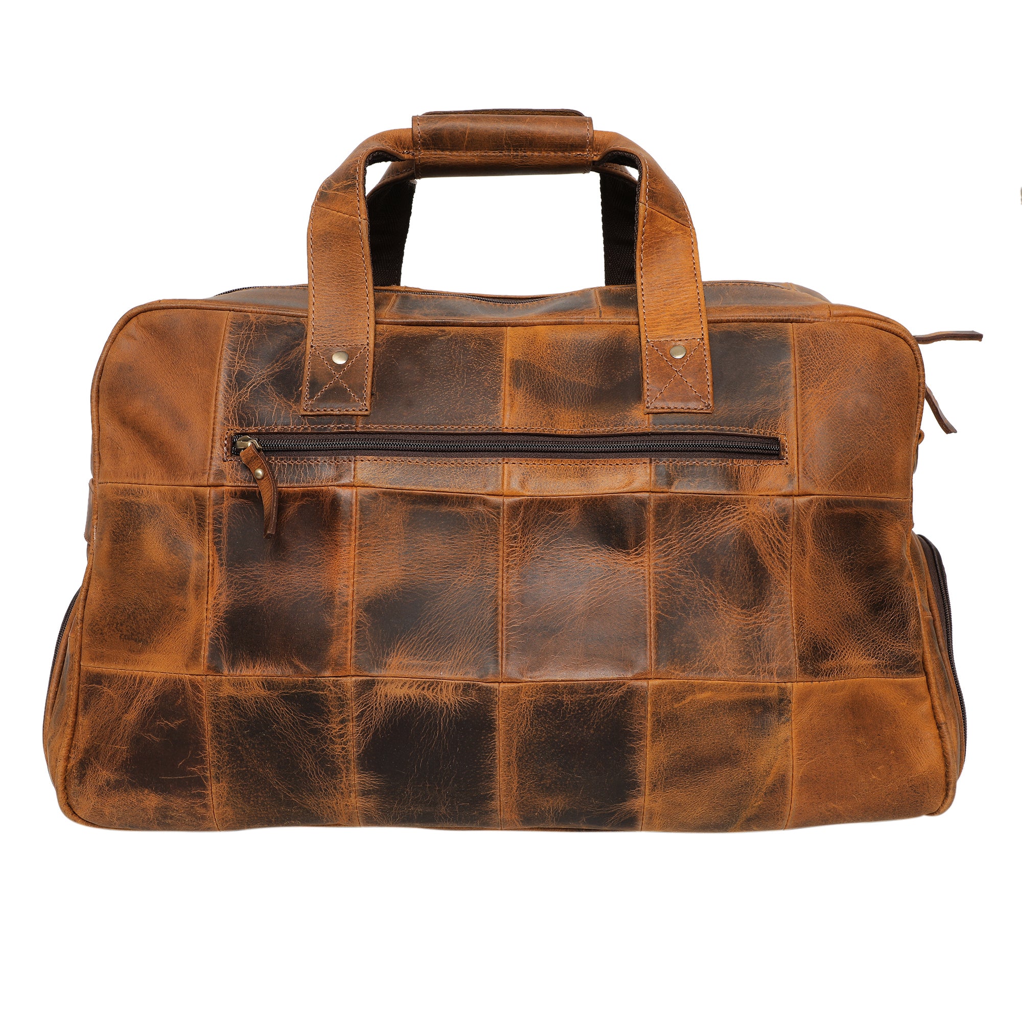 Genuine Leather Weekender Travel Duffel Bag (Brown) - PNRCRAFTS