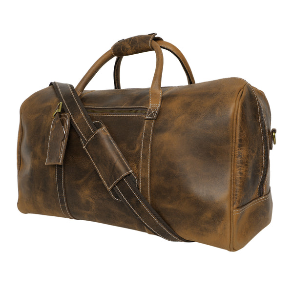 Organized Genuine Leather Travel Duffel Bags (Brown)