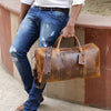 Organized Genuine Leather Travel Duffel Bags (Brown)