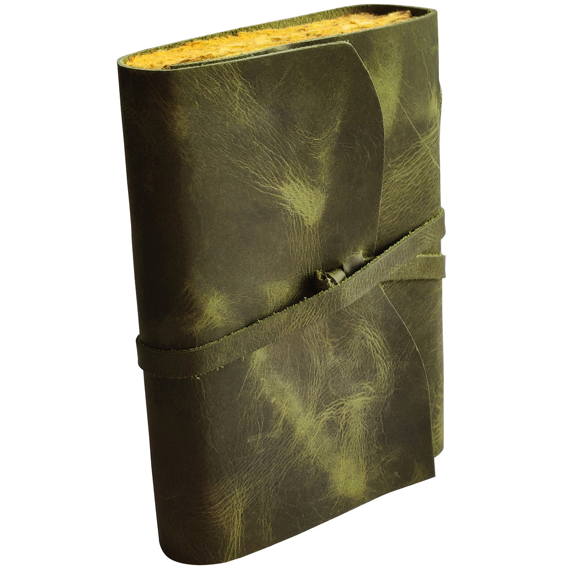 LEATHER BOUND JOURNAL WITH ANTIQUE DECKLE EDGE PAPER FOR MEN WOMEN (Olive)