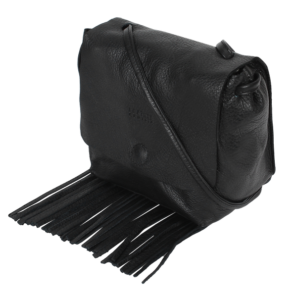 Genuine Leather Fringe Small Purses Handbags for Women (Black)